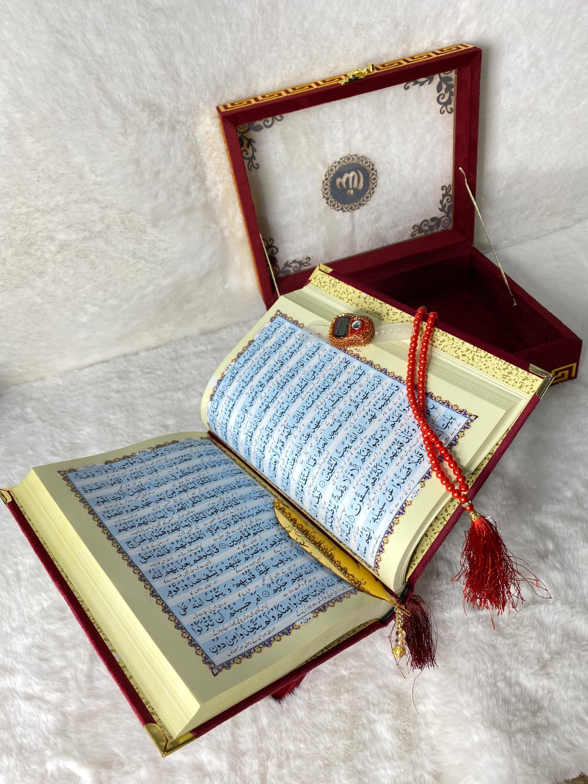 Kanz ul Iman Acrylic box velvet (63B) Mehroon