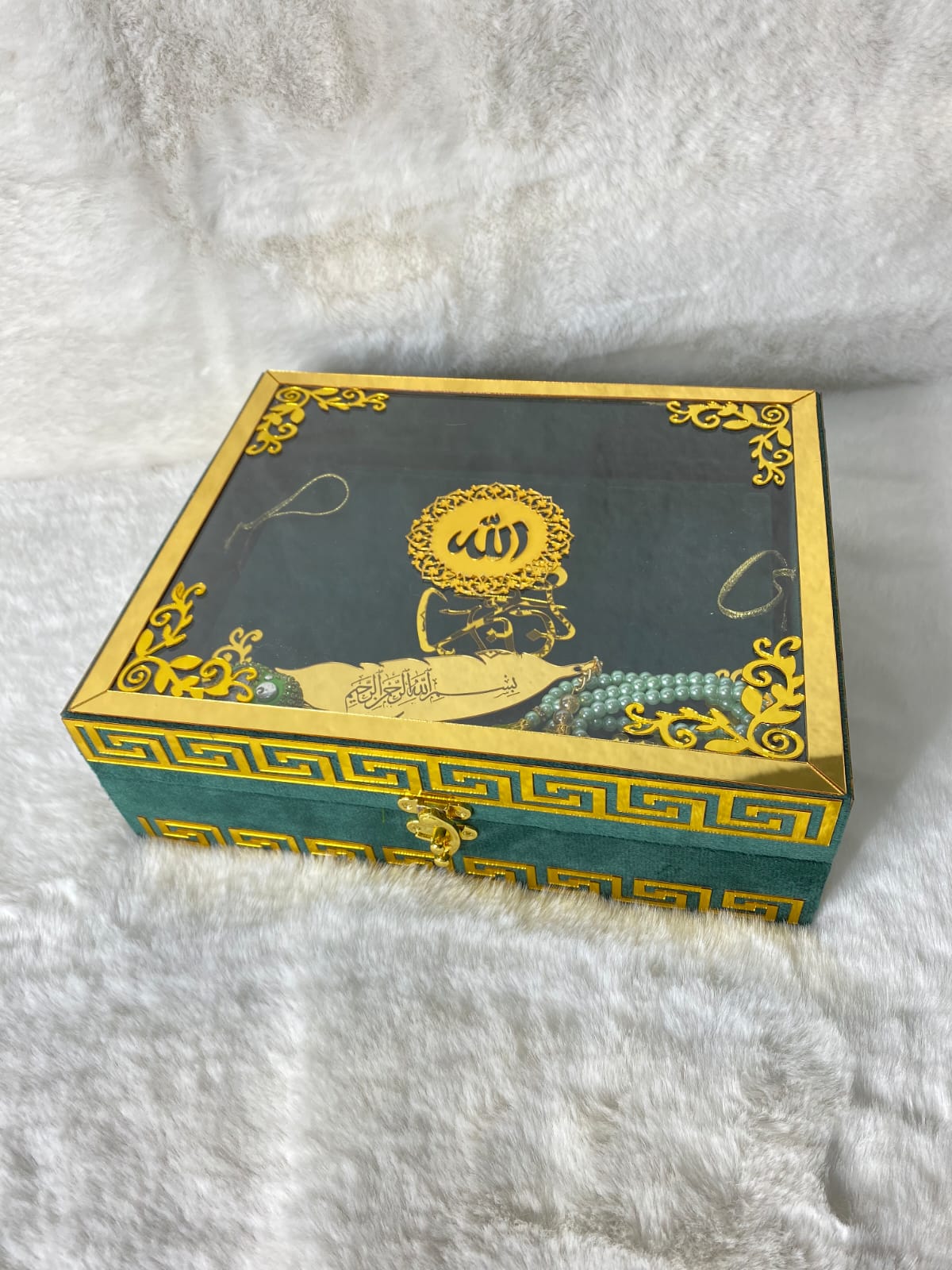 Kanz ul Iman Acrylic box velvet (63B) Green