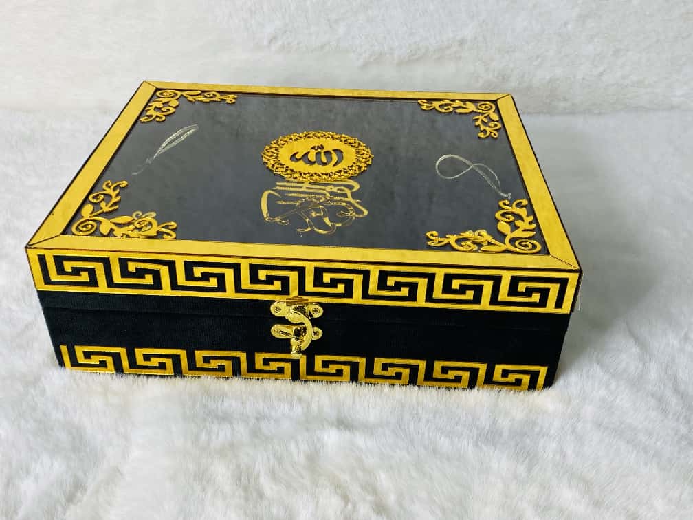 Tajweedi Large Acrylic box velvet (20B) Black